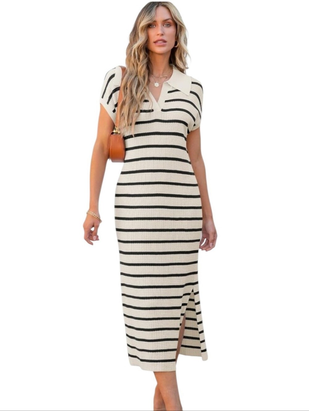 Women's Striped Midi Length Sweater Dress Sz XXL